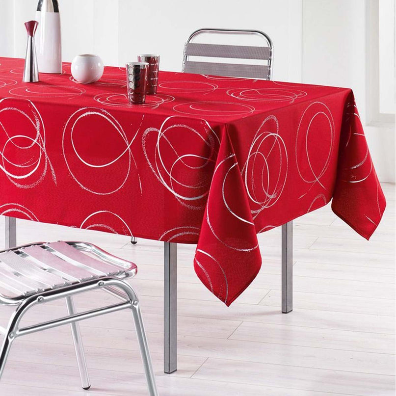 Nappe bully rouge argent 2m40 x 1m50 anti tache et infroissable