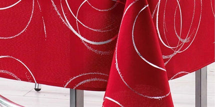 Nappe bully rouge argent 2m40 x 1m50 anti tache et infroissable