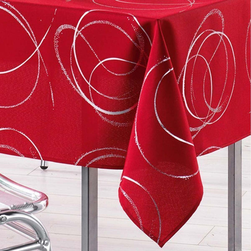 Nappe bully rouge argent 2m40 x 1m50 anti tache et infroissable