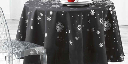 Nappe ronde 1m80 constellation gris anthracite argent  anti tache infroissable