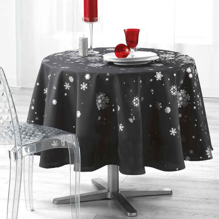 Nappe ronde 1m80 constellation gris anthracite argent  anti tache infroissable