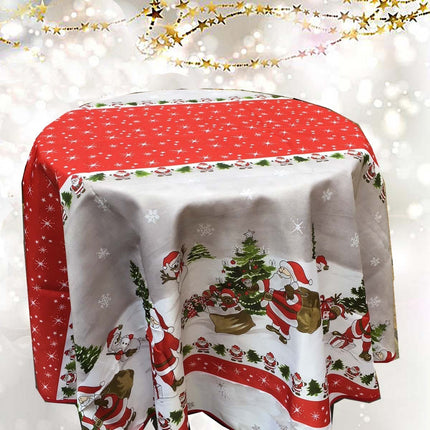 Nappe ronde 1m80 Noël Santa Claus  anti tache et infroissable
