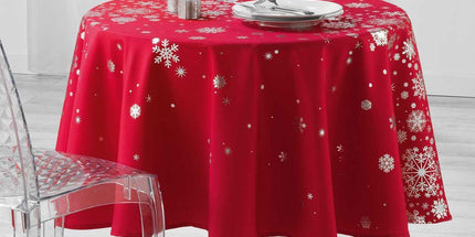 Nappe ronde 1m80 constellation rouge argent  anti tache infroissable