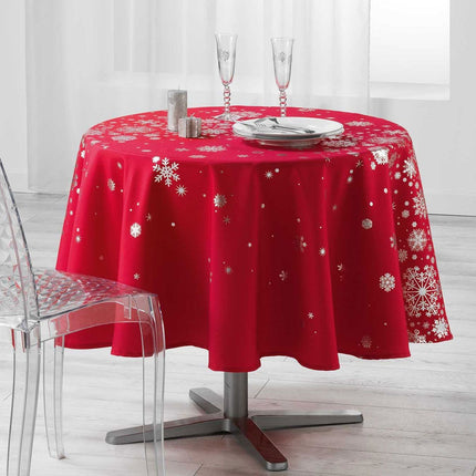 Nappe ronde 1m80 constellation rouge argent  anti tache infroissable