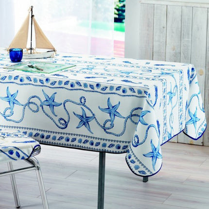 Nappe carrée marin blanc 150 cm x 150 cm anti tache et infroissable