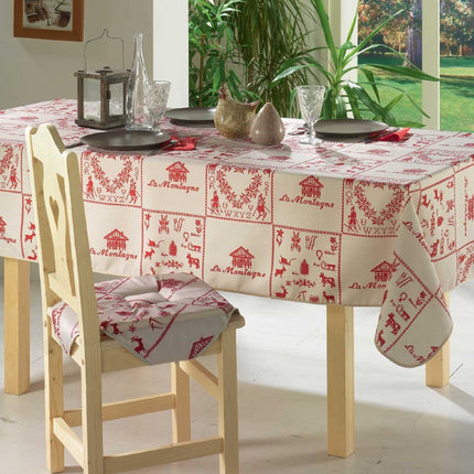 Nappe carrée Montagne Luge 150 cm x 150 cm anti tache et infroissable