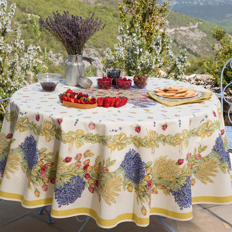 Nappe ronde 1 m 80 coton rose lavande rose 1m80