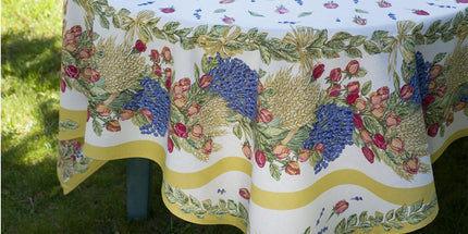 Nappe coton rose et lavande 2m50 x 1m55 Motif placé