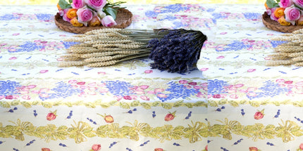 Nappe rose lavande rose coton 1m50/1m20