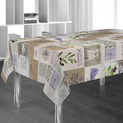 Nappe ref 95087 olive et lavande  2m x 1m50 anti tache et infroissable