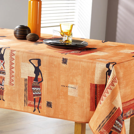 Nappe ref Z1 africaine orange  3m x 1m48 anti tache infroissable