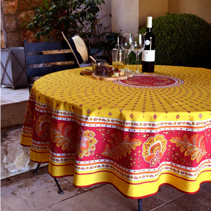 Nappe ronde Coton Enduit Mirabeau jaune R 1m80