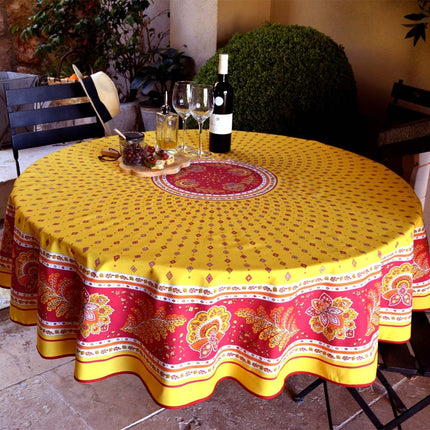 Nappe ronde Coton Enduit Mirabeau jaune R 1m80