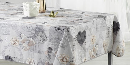 Nappe ronde 1m60 coeurs  ref 94714 Anti tache Infroissable