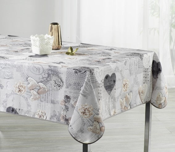 Nappe ronde 1m60 coeurs  ref 94714 Anti tache Infroissable