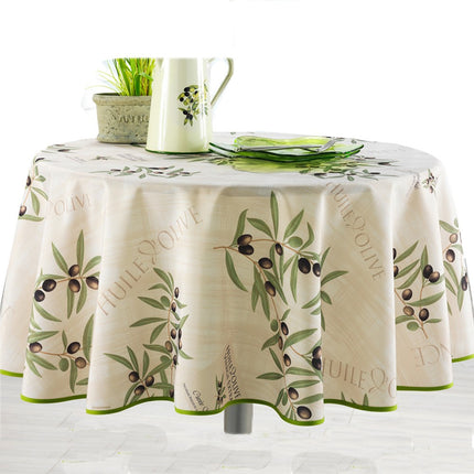 Nappe ronde 1m60 ref jn54-1 olive écru  anti tache infroissable