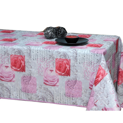 Nappe ovale 2m40 x 1m50  ref jn214 rose  anti tache infroissable