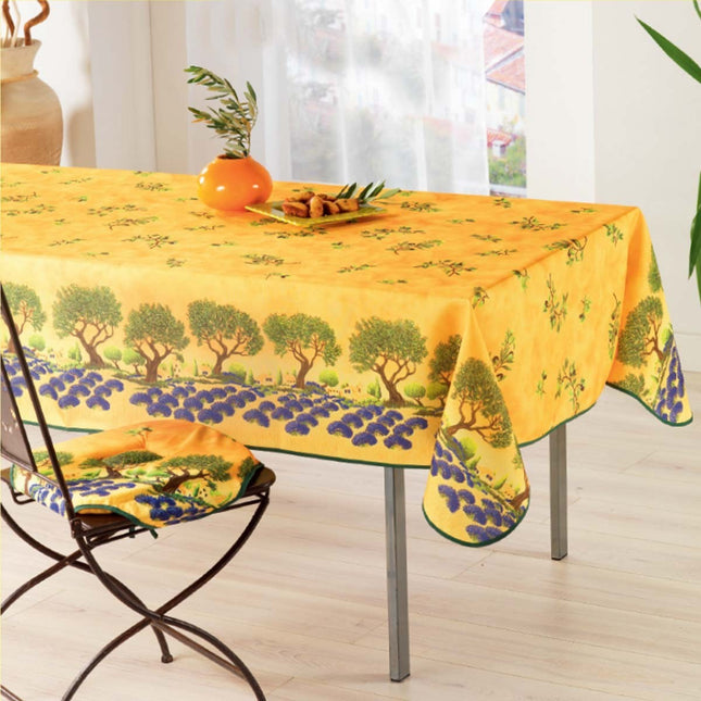Nappe arbre olivier champs de lavande jaune rectangle 2mx1m50