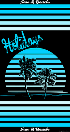 Serviette de plage JQ 129 Palm Sunset turquoise 95 cm x 175 cm