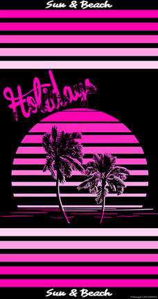 Serviette de plage JQ 130 Palm Sunset fushia 95 cm x 175 cm