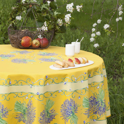 nappe ronde 1 m 80 coton bouquet de lavande jaune bleu