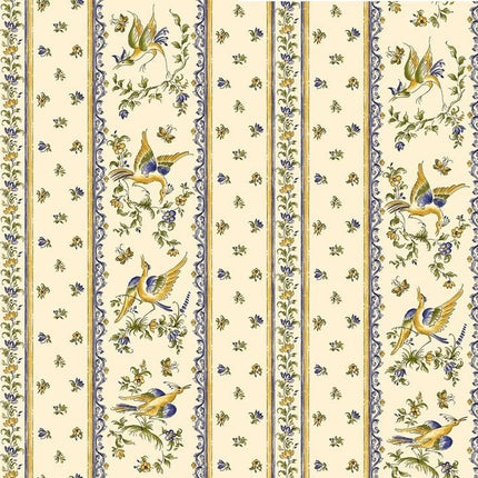 Nappe 3m/1m50 coton enduit Faïence de Moustiers bleu