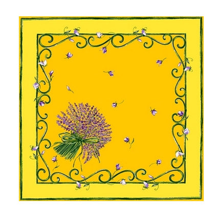 Serviette bouquet de lavande jaune  40 cm x 40cm