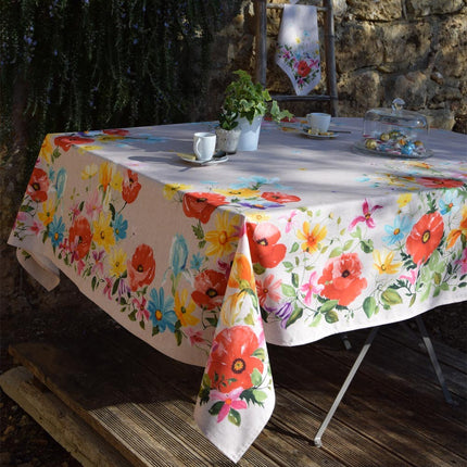 Nappe coquelicot beige coton enduit plastifiée 2m50 x 1m55