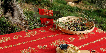 Nappe clos des oliviers rouge coton 3m/1m60