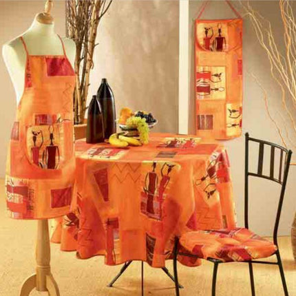 Nappe ronde 1m80 africaine orange choco