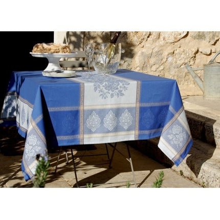 Nappe jacquard caprice bleu écru  3m50 x 1m60