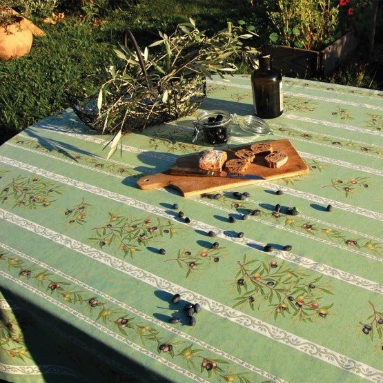 Nappe coton 3m x 1m55  clos des oliviers vert