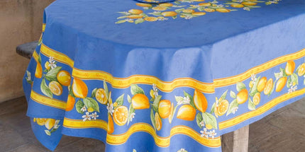 Nappe coton citron bleu  2m50/1m55