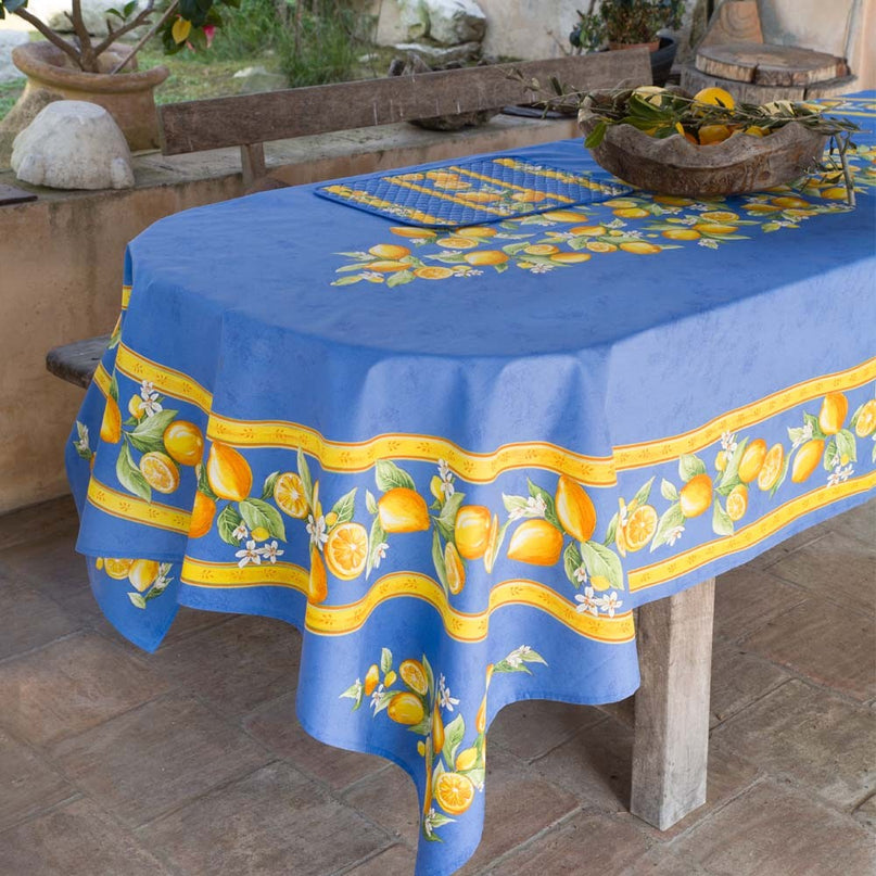 Nappe coton citron bleu  2m50/1m55