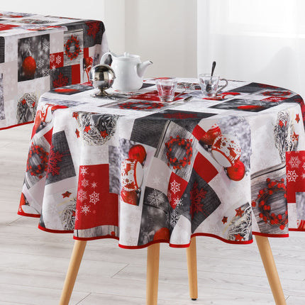 Nappe ronde 1m80 NOEL FLOCONETTE anti tache et infroissable