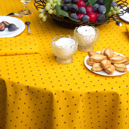 Nappe ronde coton exclusif  jaune R 1m80