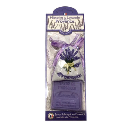 Mini sachet de lavandin brodé Provence et 1 savon lavande