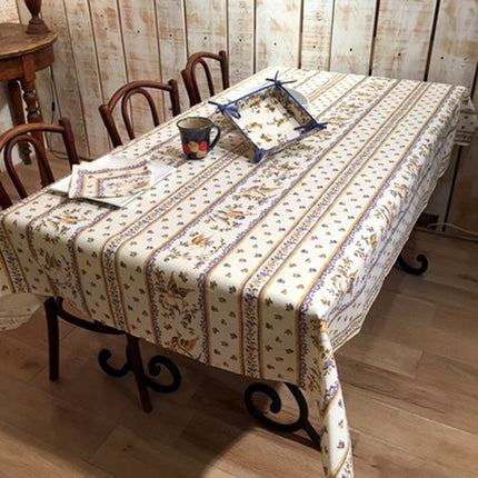 Nappe Faïence de Moustiers bleu coton 3m/1m60
