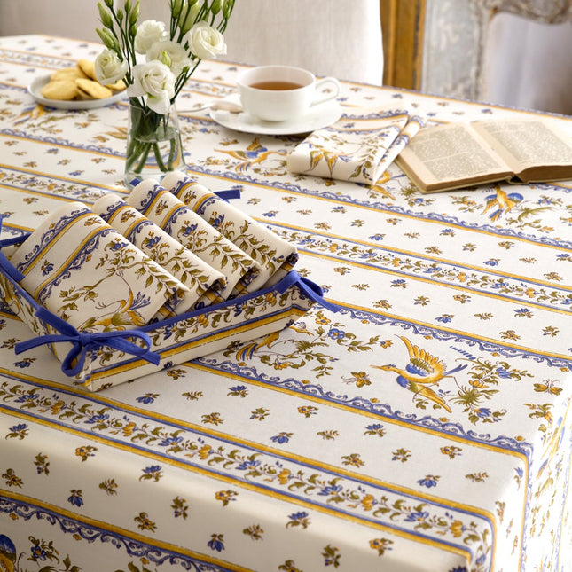Nappe moustier bleu coton enduit 1m50/1m20