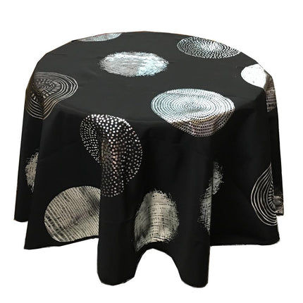 Nappe ronde 1m60 Noire Argentée argent  anti tache infroissable