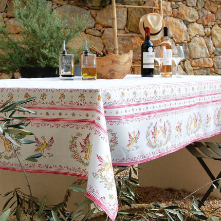 Nappe faïence de Moustiers rose coton enduit plastifiée 2m50 x 1m55