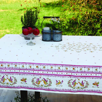 Nappe faïence de Moustiers rose coton enduit plastifiée 2m50 x 1m55