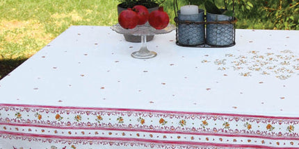 Nappe faïence de Moustiers rose coton enduit plastifiée 2m50 x 1m55