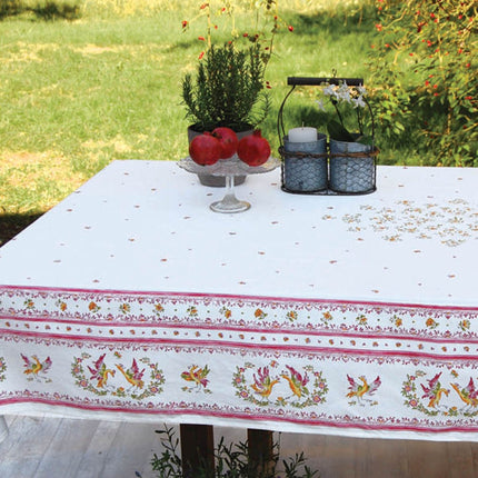 Nappe faïence de Moustiers rose coton enduit plastifiée 2m50 x 1m55