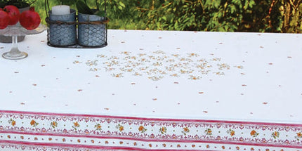 Nappe faïence de Moustiers rose coton enduit plastifiée 2m50 x 1m55