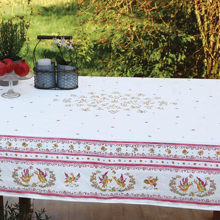 Nappe faïence de Moustiers rose coton enduit plastifiée 2m50 x 1m55