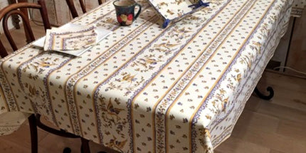 Nappe  faïence de Moustiers  bleu coton 1m50/1m20