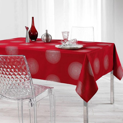 Nappe atome rouge argent 2m40 x 1m50 anti tache infroissable