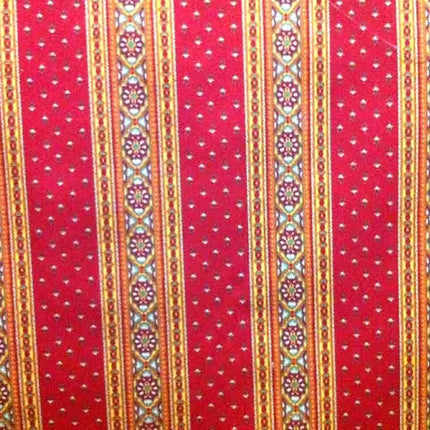 Tissu  au mètre coton  provençal rouge jaune rayure
