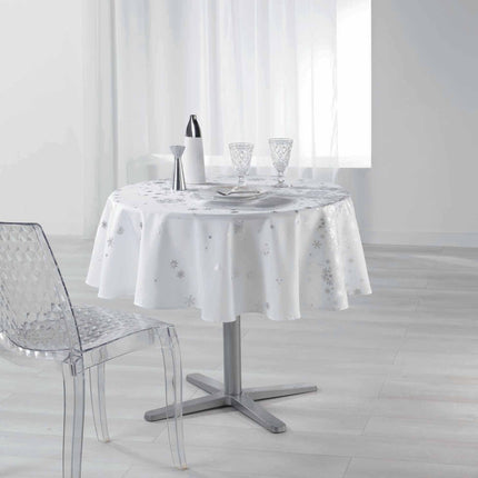Nappe ronde 1m80 constellation blanc argent Noël anti tache infroissable